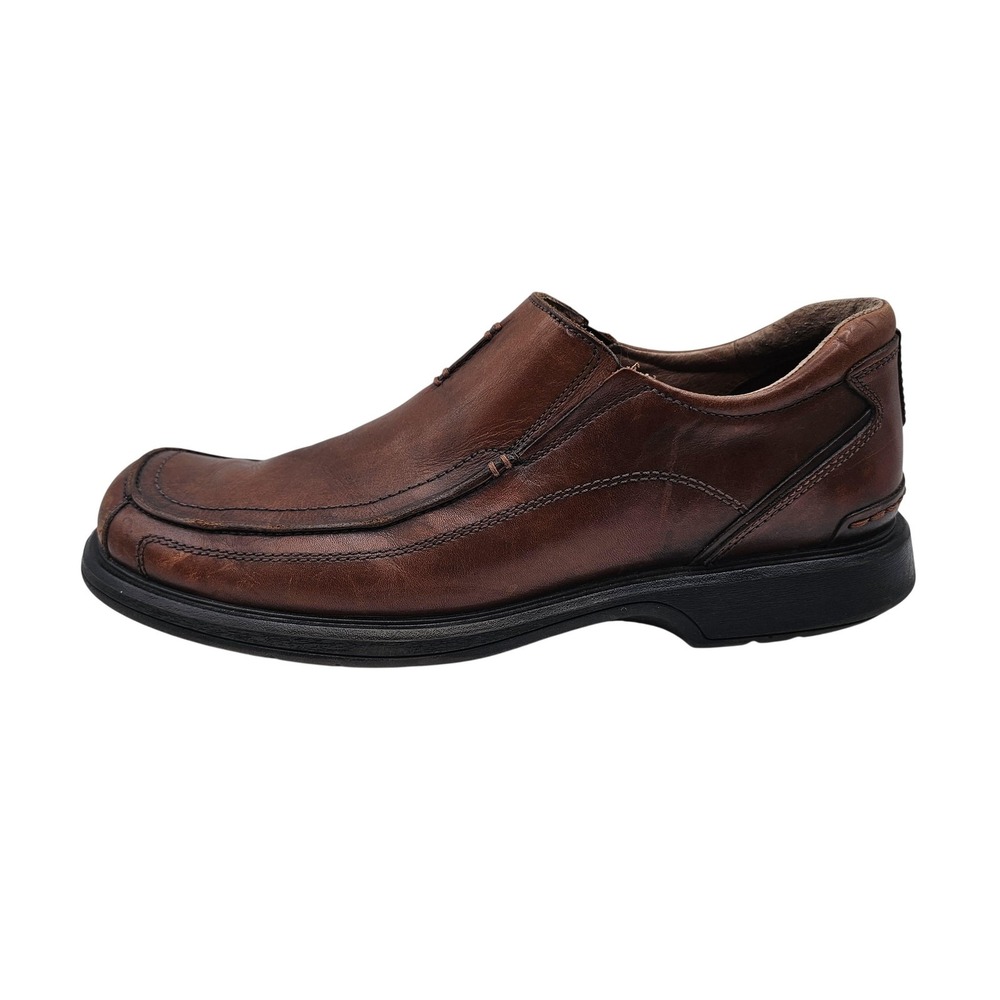 Clarks Shoes Mens Size 12 Brown Leather Slip‎ On Loafers Comfort Square Toe